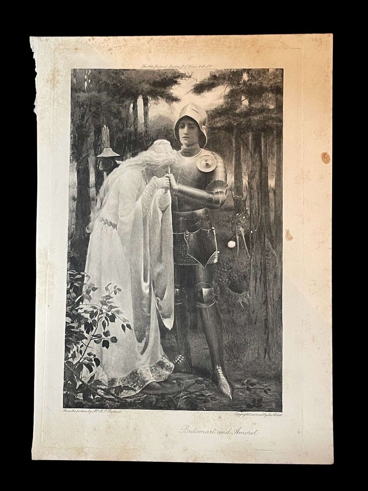 Mary Raphael Britomart And Amoret 1899 Original Steel Plate Engraving photo vinterior