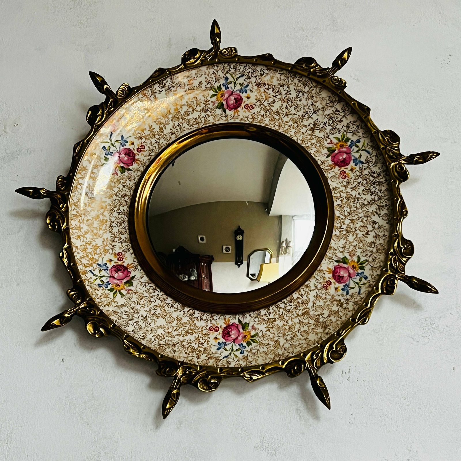 Hollywood Regency Spiegel – Bolle Vintage Spiegel, Sunburst Spiegel, Wandspiegel, Gemaakt In Engeland photo Woonaccessoires
