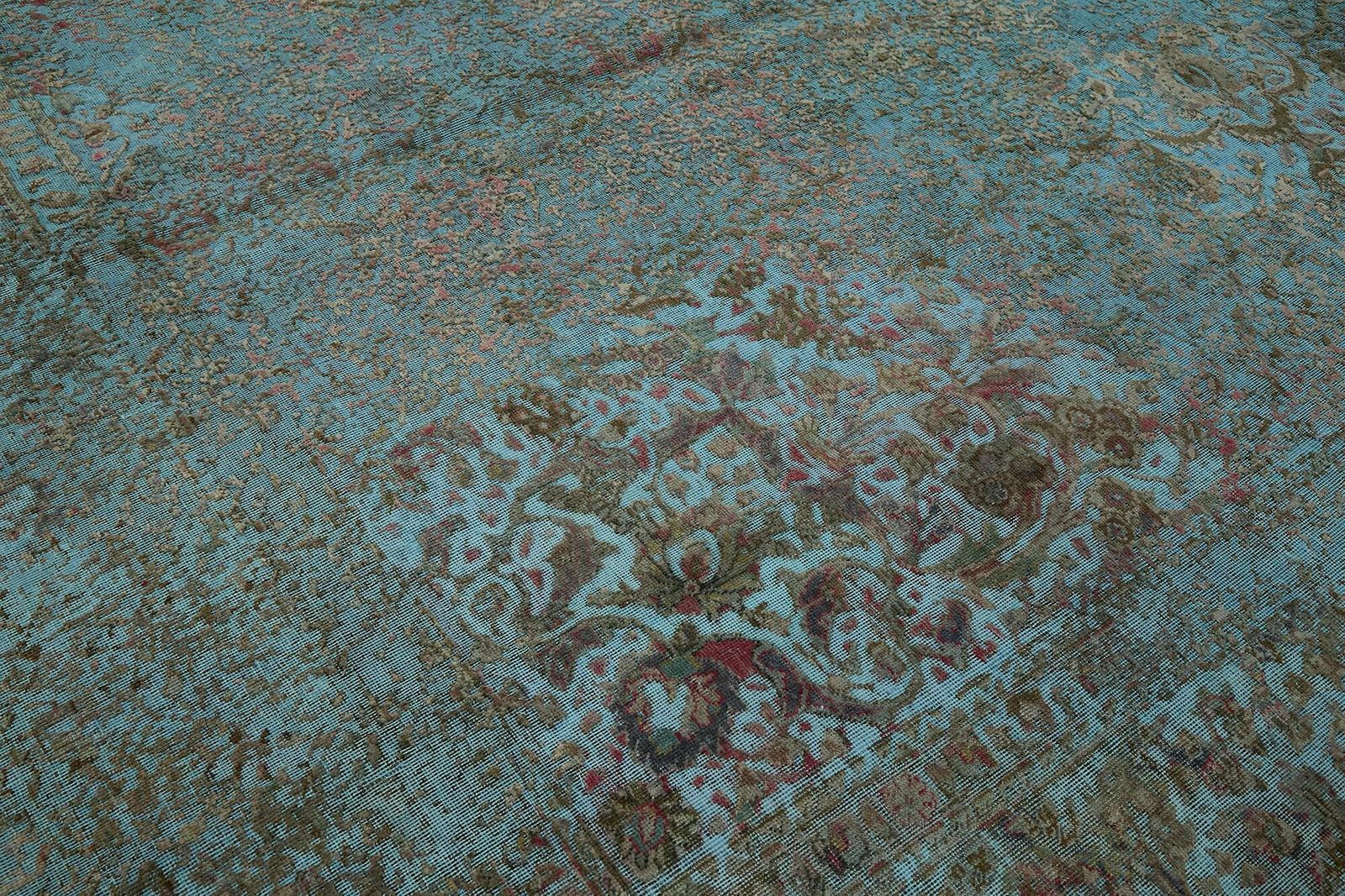 Handmade Blue 380 X 294 Cm Over Dyed Large Area Rug photo vintage