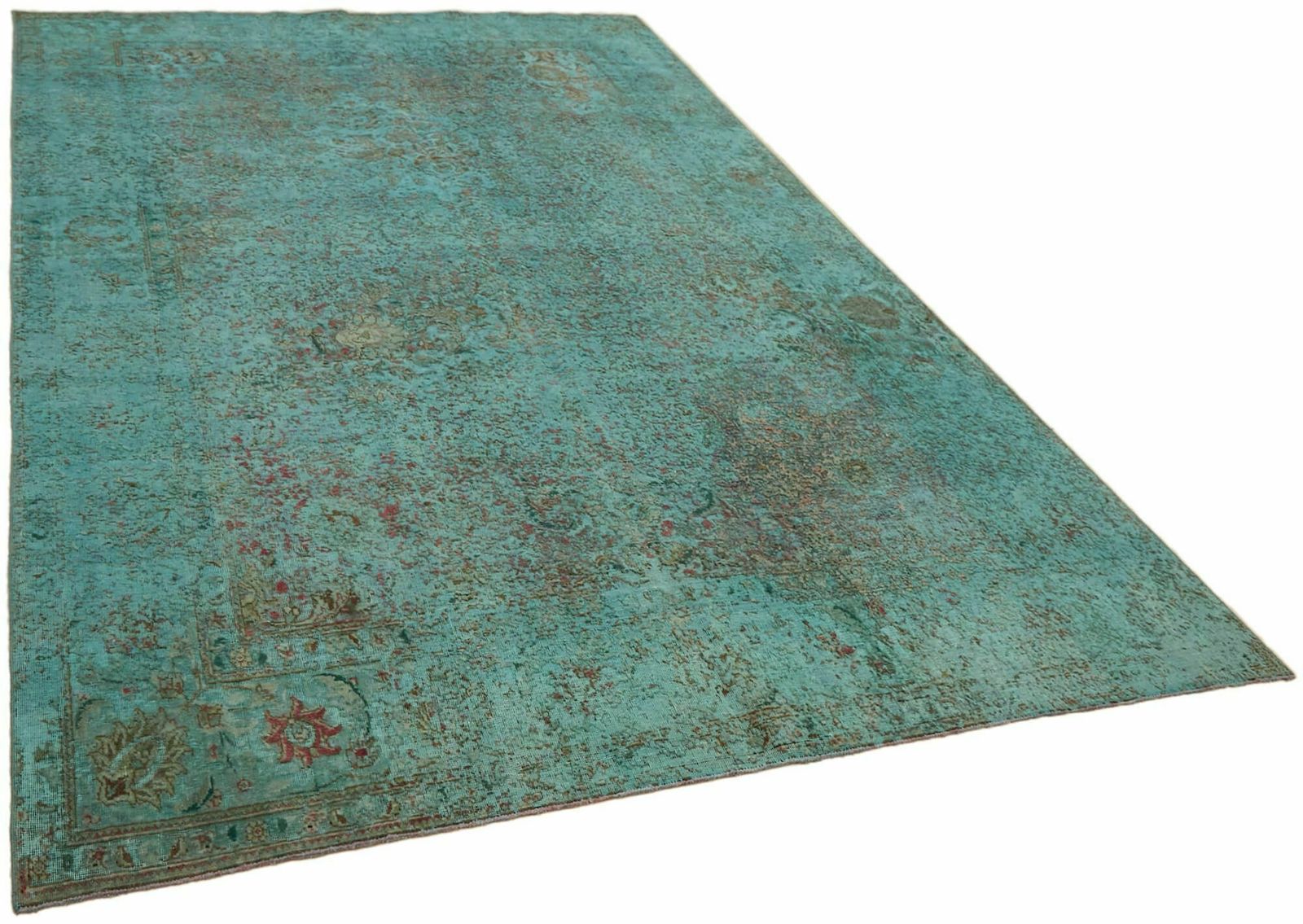 Handmade 356 X 240 Cm Turquoise Over Dyed Large Area Rug photo for sale
