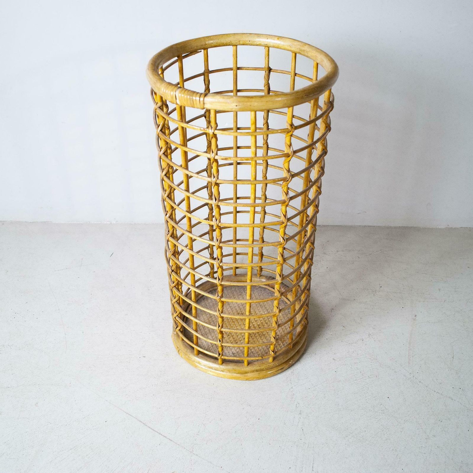 Italian Mid Century Bamboo Umbrella Stand From The Sixties photo vinterior