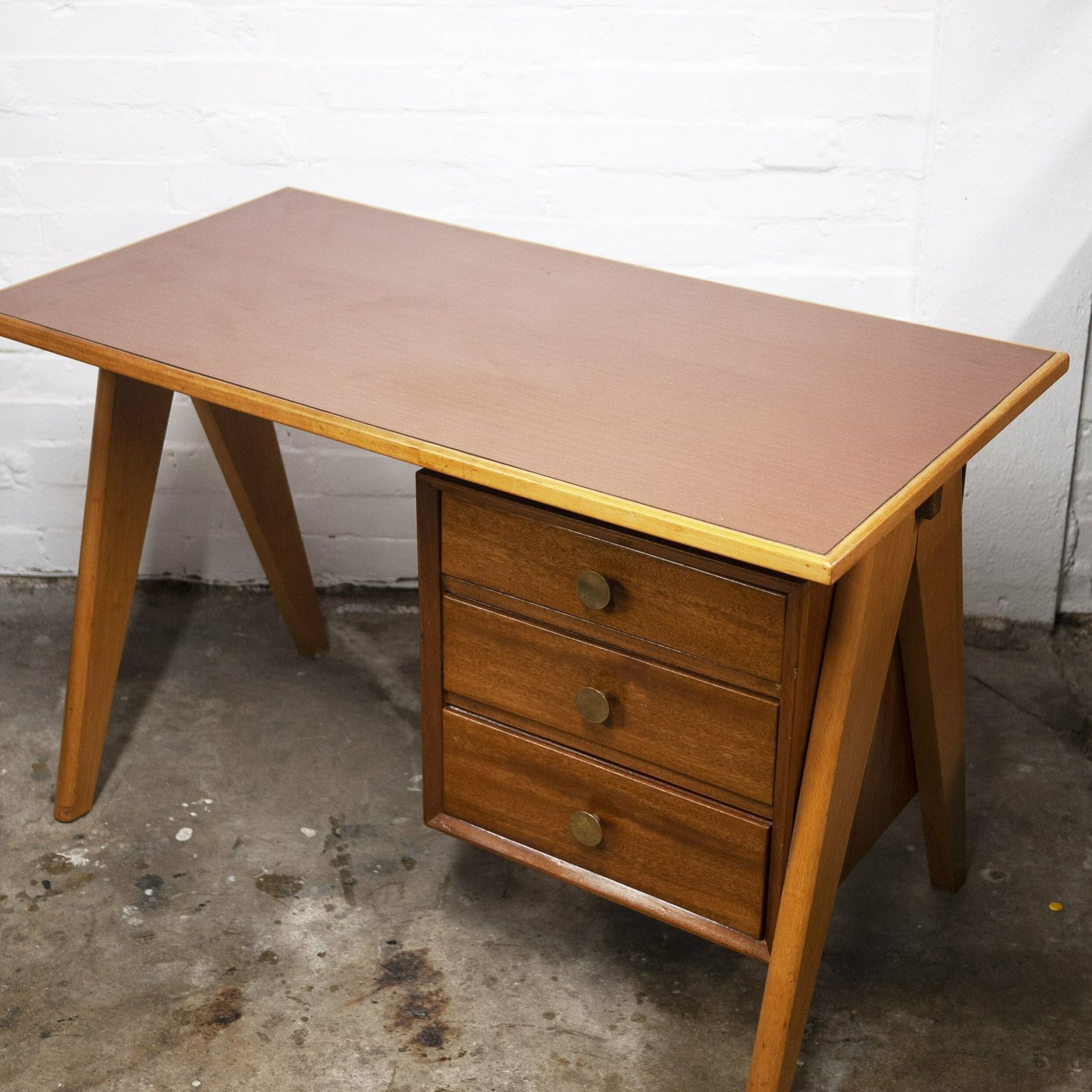 Mid Century Teak Desk With Formica Top, 1960s photo furniture