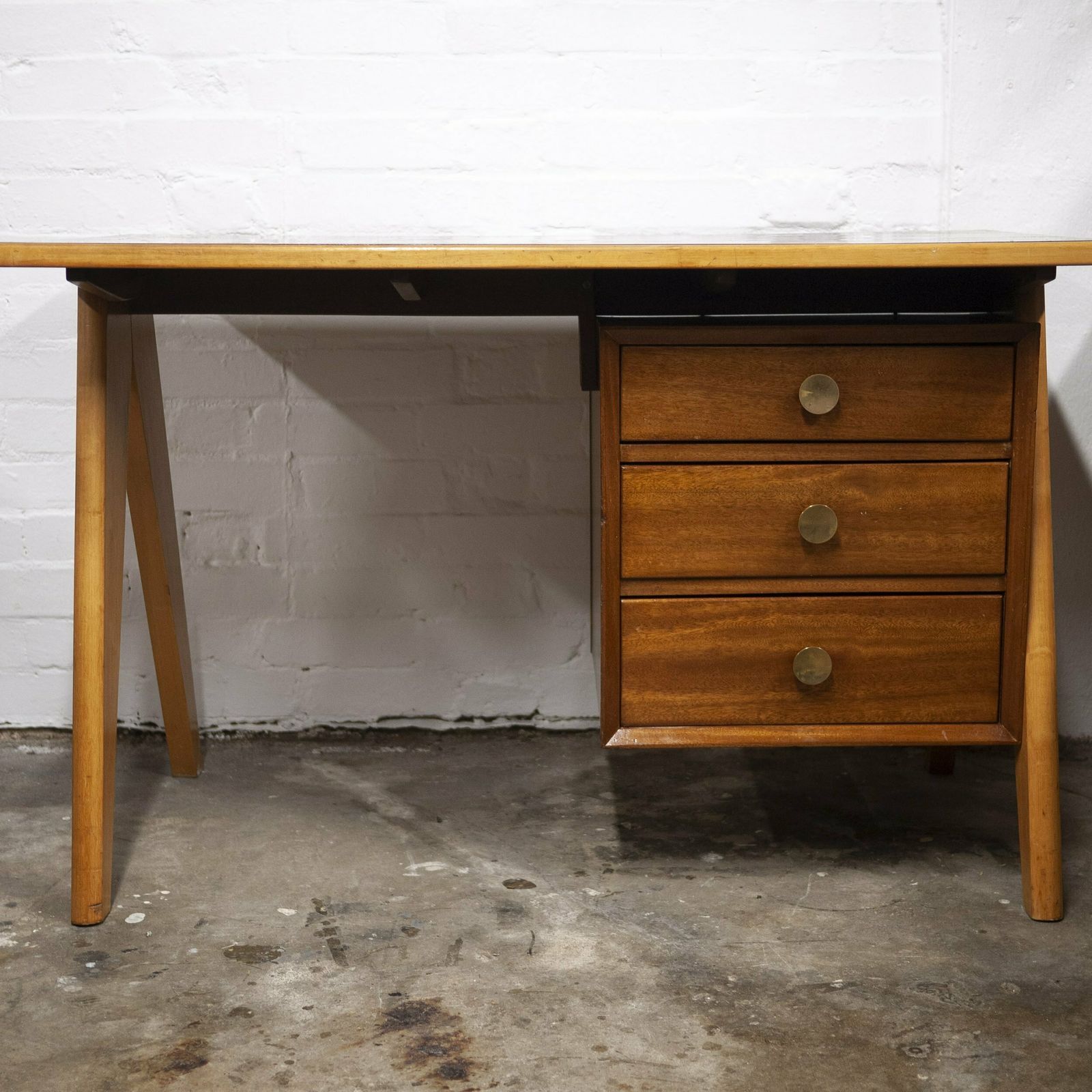 Mid Century Teak Desk With Formica Top, 1960s photo vintage