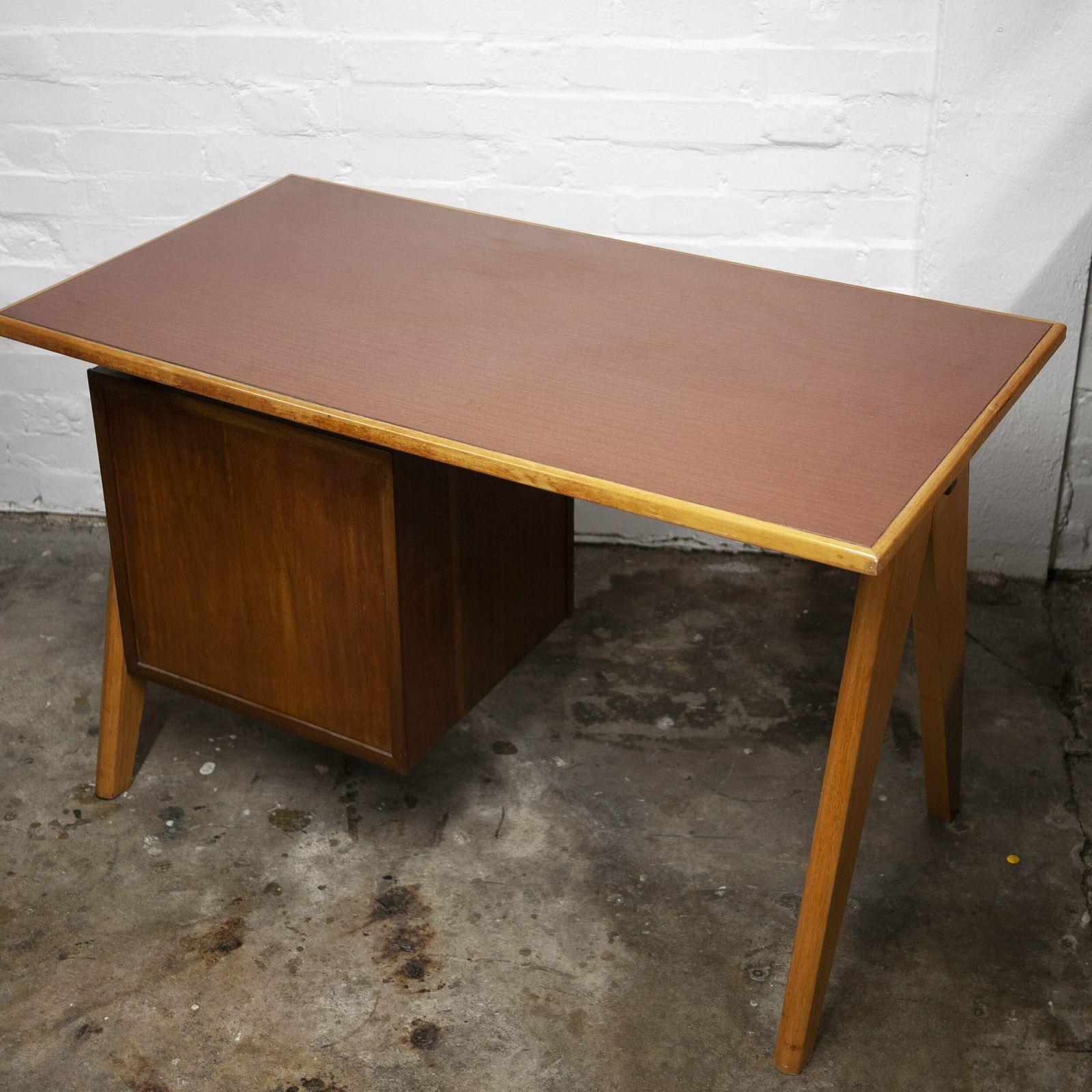 photo furniture Mid Century Teak Desk With Formica Top, 1960s