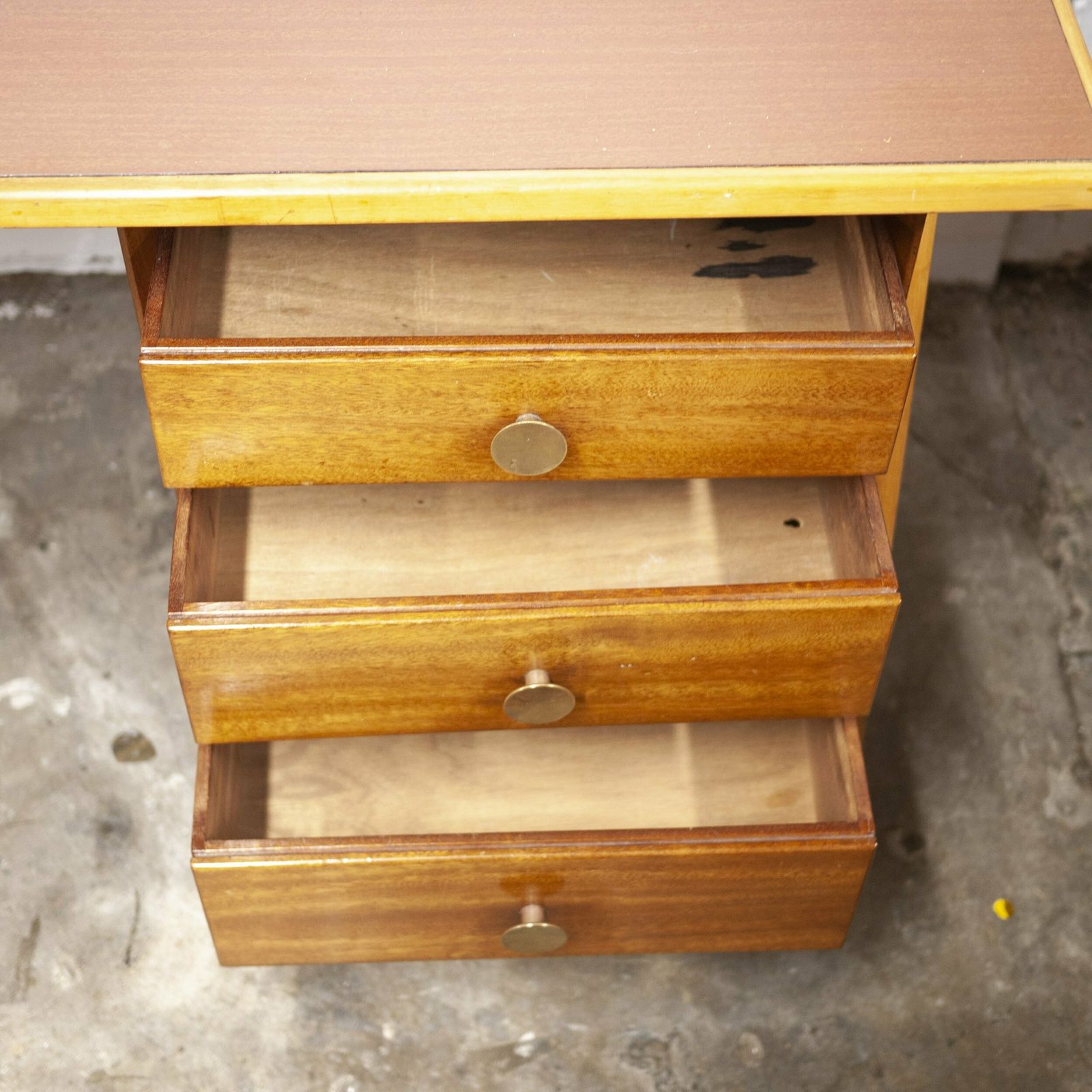 photo for sale Mid Century Teak Desk With Formica Top, 1960s