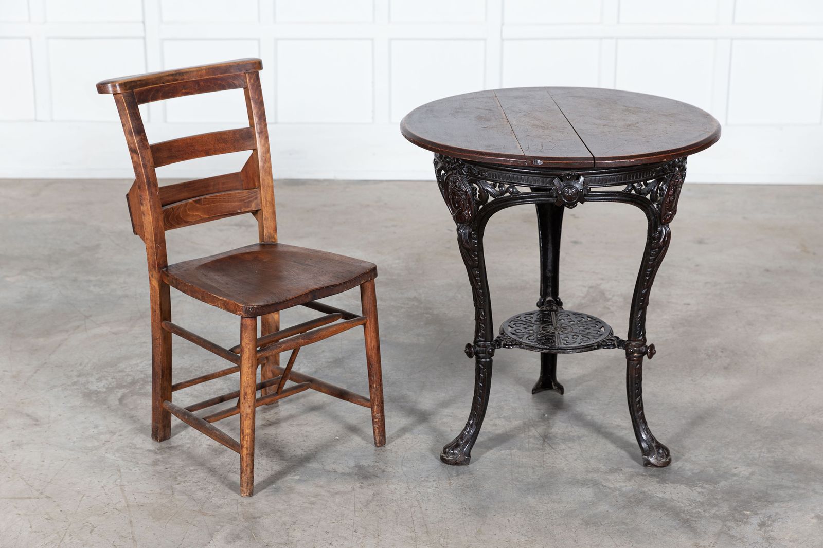 19thc English Coalbrookdale Iron & Mahogany Tavern Table photo Furniture