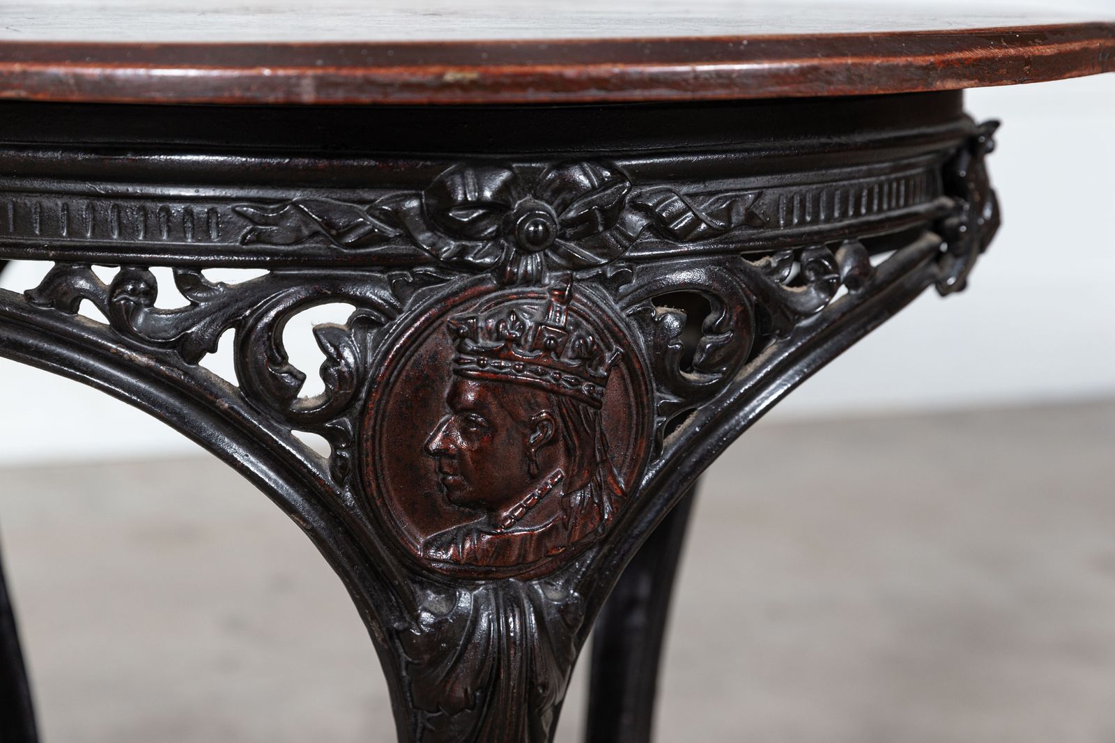 19thc English Coalbrookdale Iron & Mahogany Tavern Table photo vintage