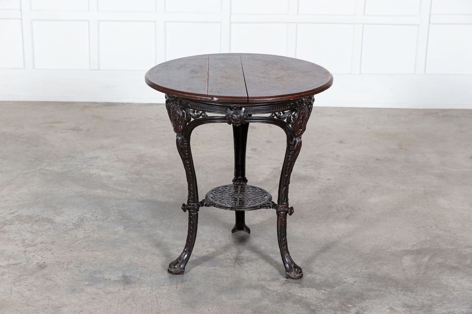 photo furniture 19thc English Coalbrookdale Iron & Mahogany Tavern Table