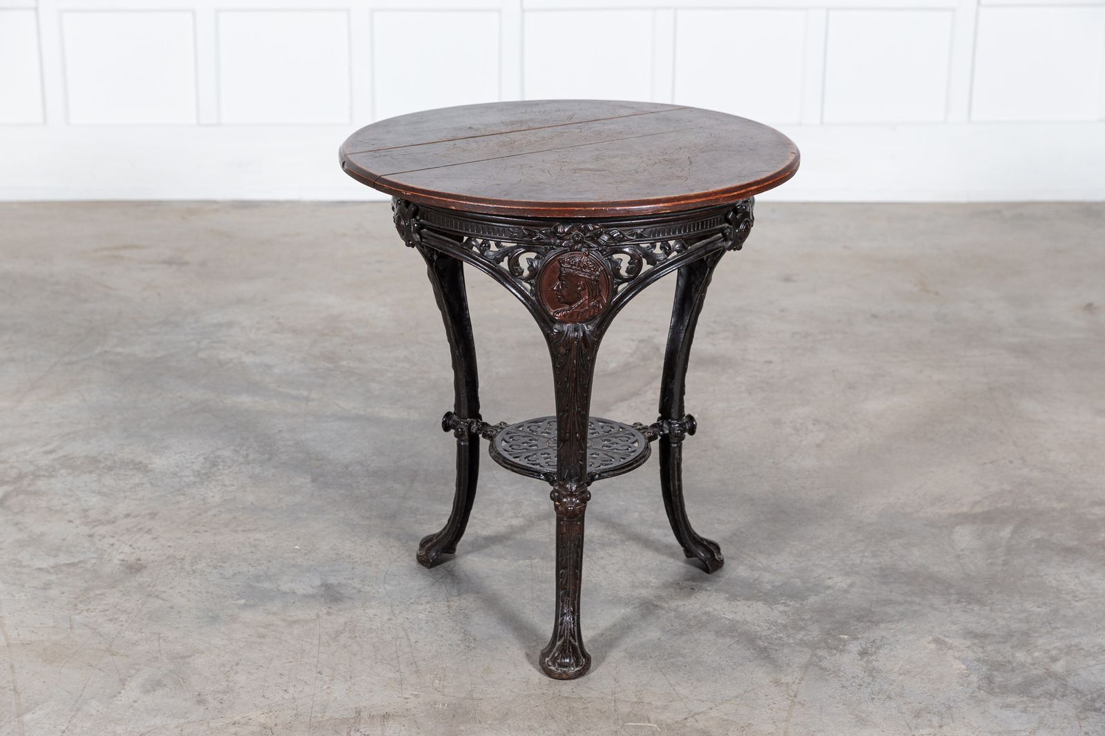 Furniture 19thc English Coalbrookdale Iron & Mahogany Tavern Table photo