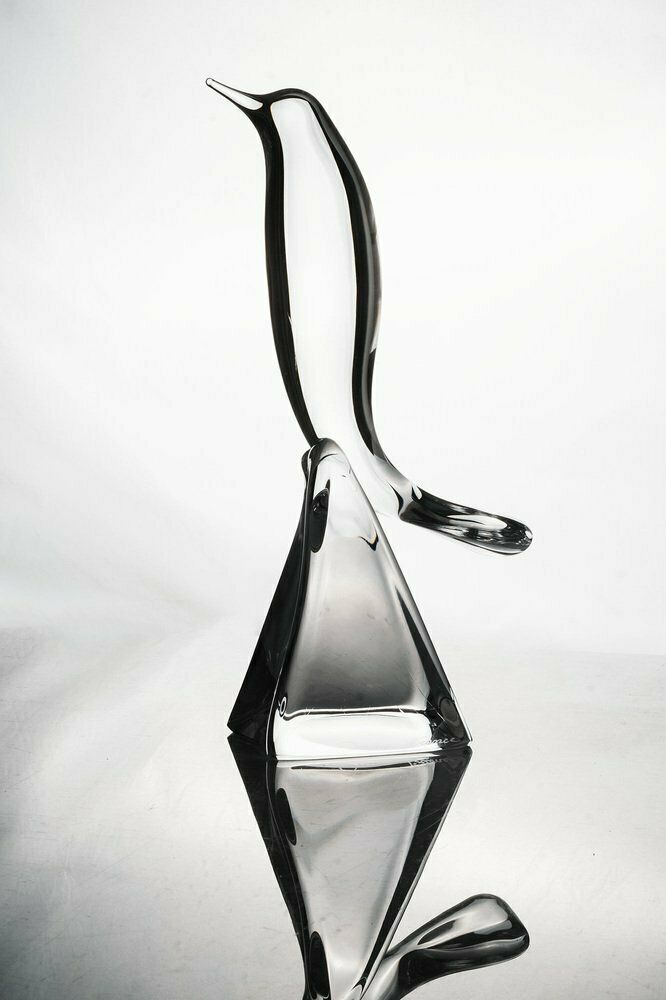 Crystal Glass Sculpture Of A Bird From Daum France, 1950s photo Art
