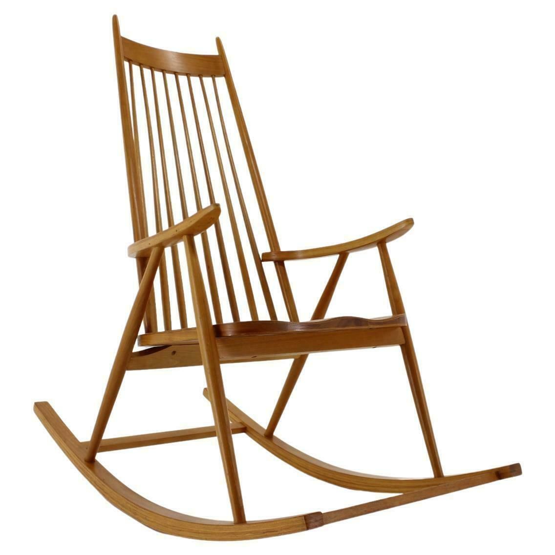 1960s Varjosen Puunjalostus Beech Rocking Chair For Uusikylä,Finland