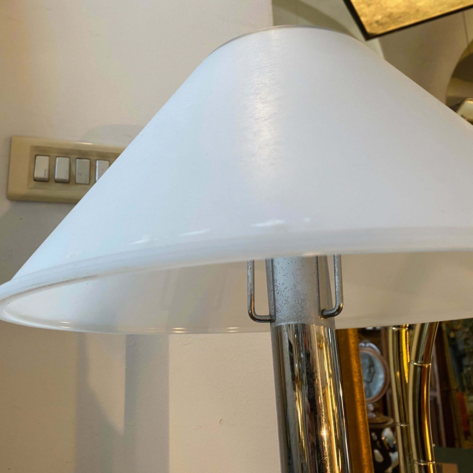 685.0 1990s Glashutte Limburg Modernist Metal And Glass Table Lamp photo