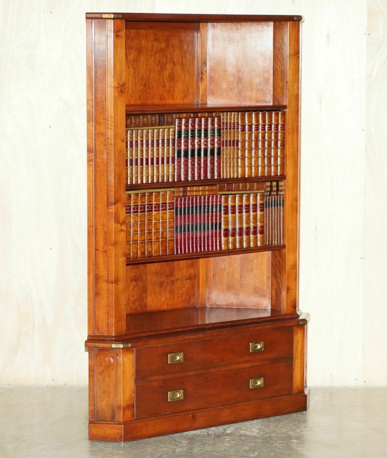 1 Of 2 Harrods London Kennedy Mahogany Bookcase Home Bar Cabinet Faux Books