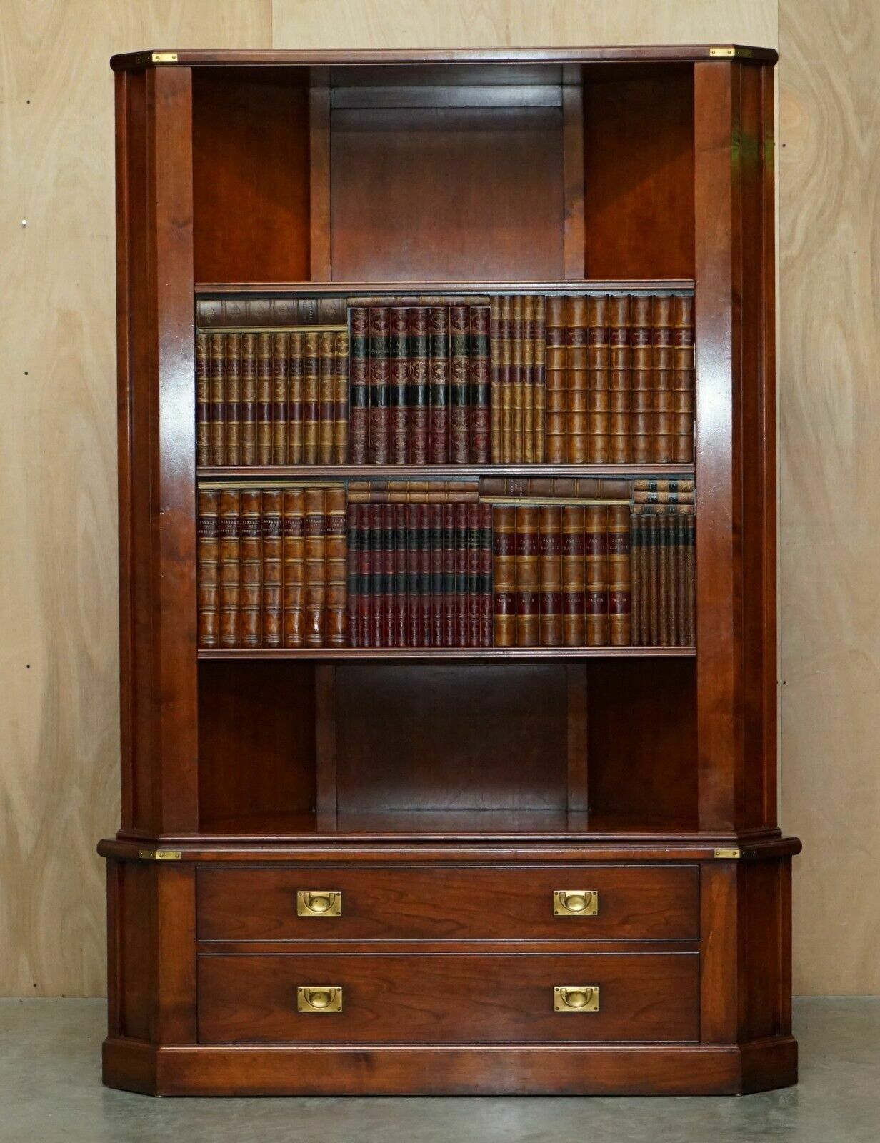1 Of 2 Harrods London Kennedy Mahogany Bookcase Home Bar Cabinet Faux Books photo furniture
