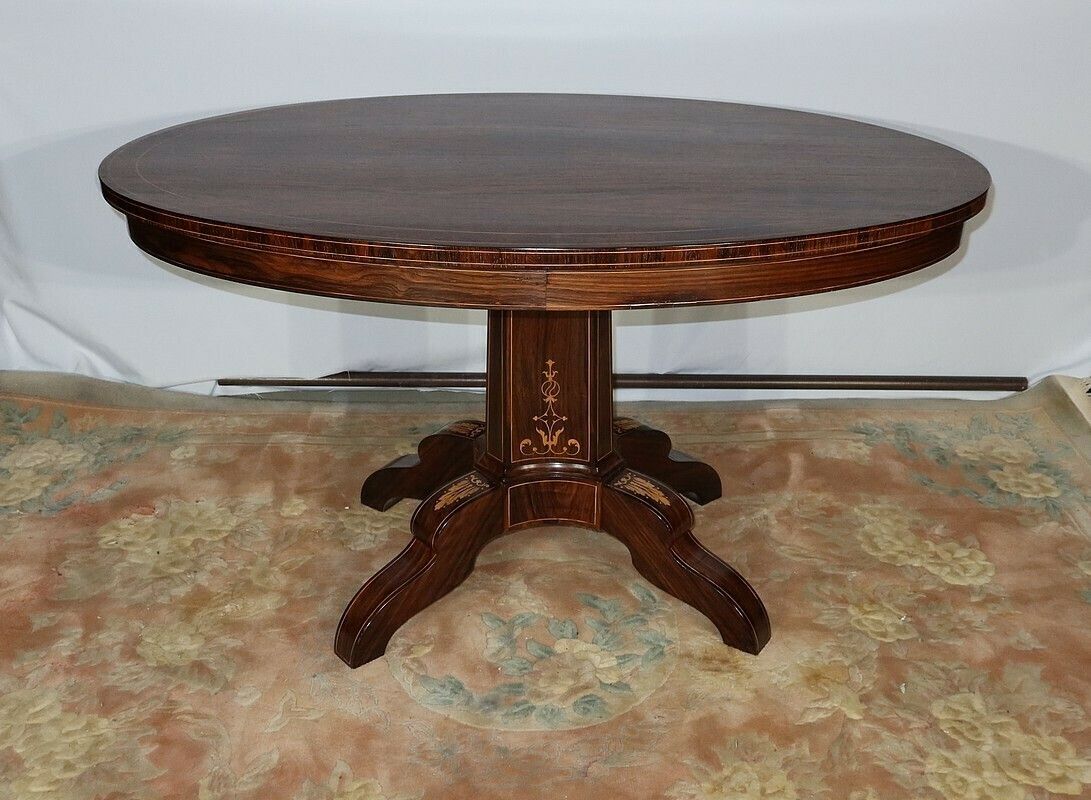 Oval Rosewood Pedestal Table, Charles X Period, Early 19th Century photo furniture