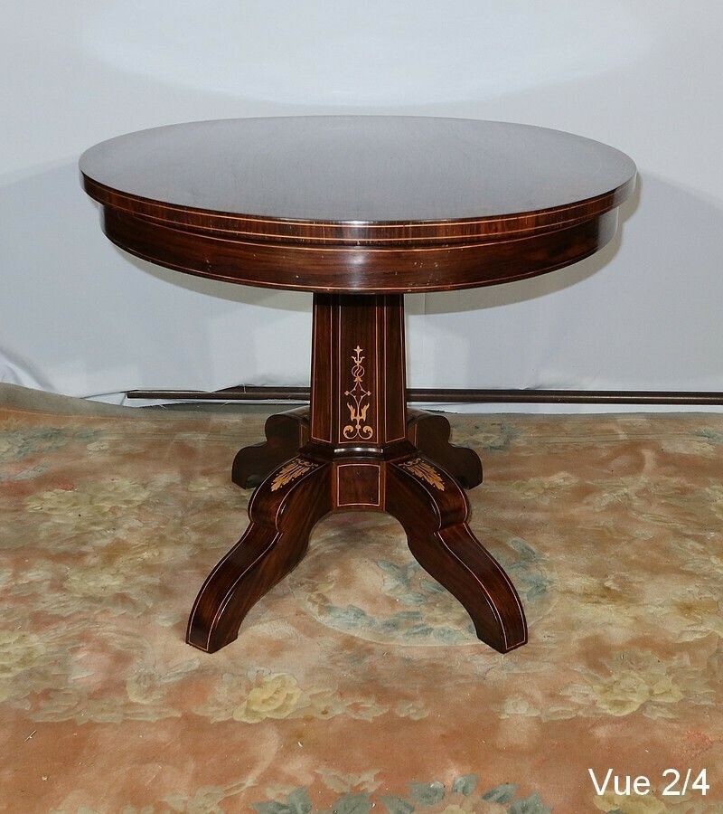 photo vinterior Oval Rosewood Pedestal Table, Charles X Period, Early 19th Century