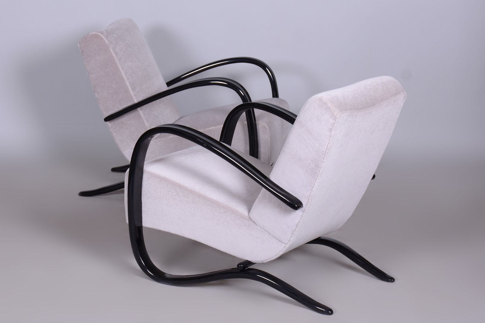 Pair Of Grey H 269 Armchairs Designed By Jindrich Halabala For Up Zavody, 1930s photo buy