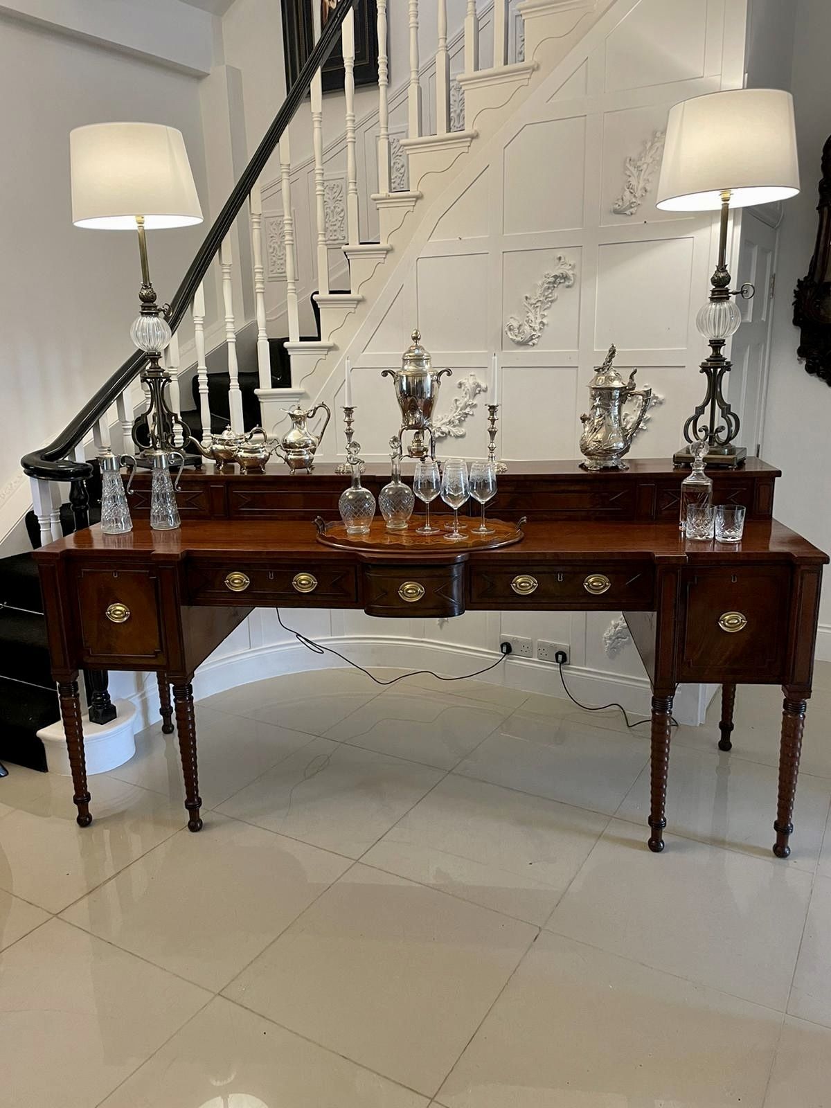 Unusual Tall Pair Of Quality Brass And Glass Lamps photo 2125.0