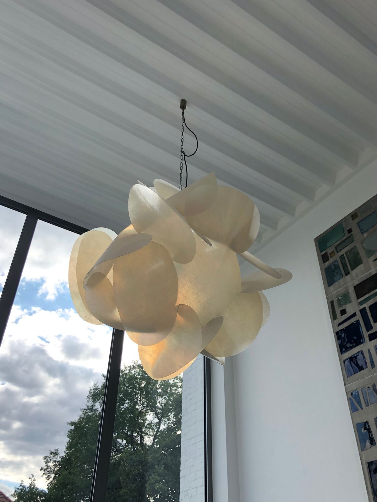 Xxl Enrico Botta Fiberglass Ceiling Lamp For Sundown, 1968 photo vintage