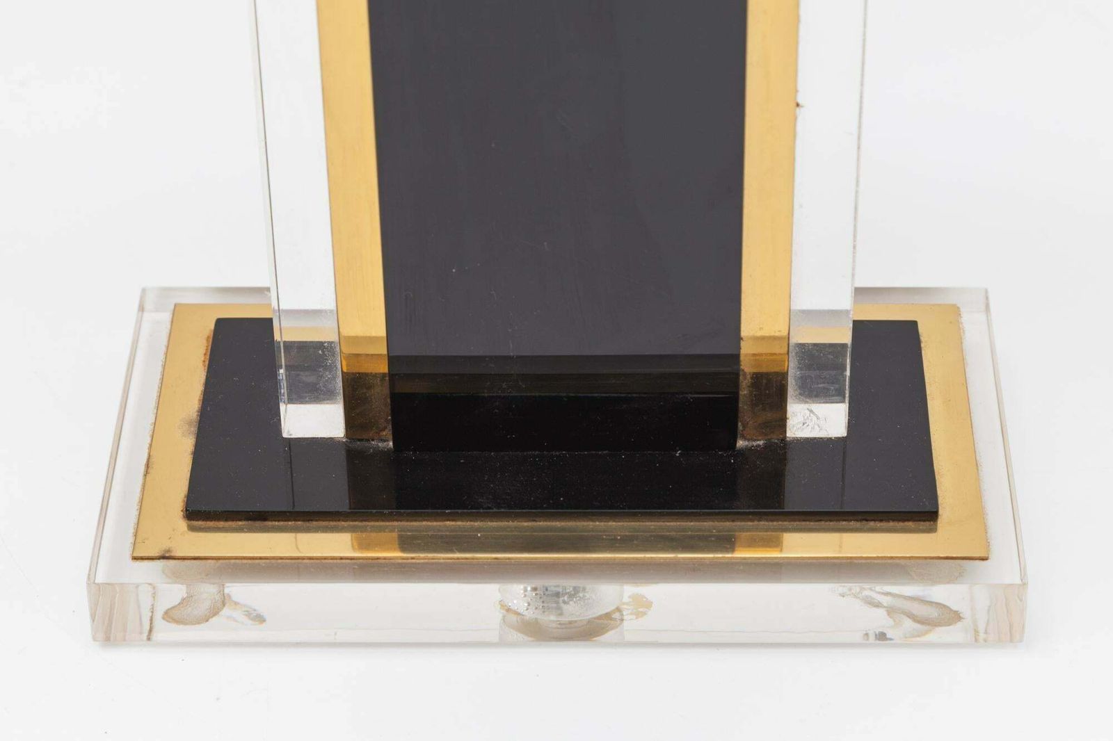 Set Of 1970s Black And Clear Lucite And Brass Table Lamps, France photo buy