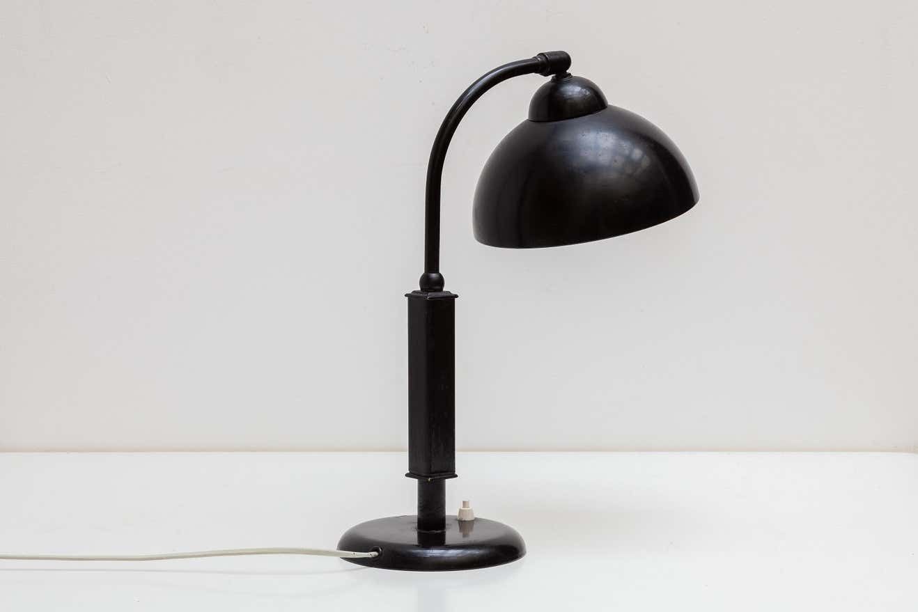 Rare Black Bauhaus Desk Lamp Designed By Cristian Dell By Kaiser 1930s photo 1917.04