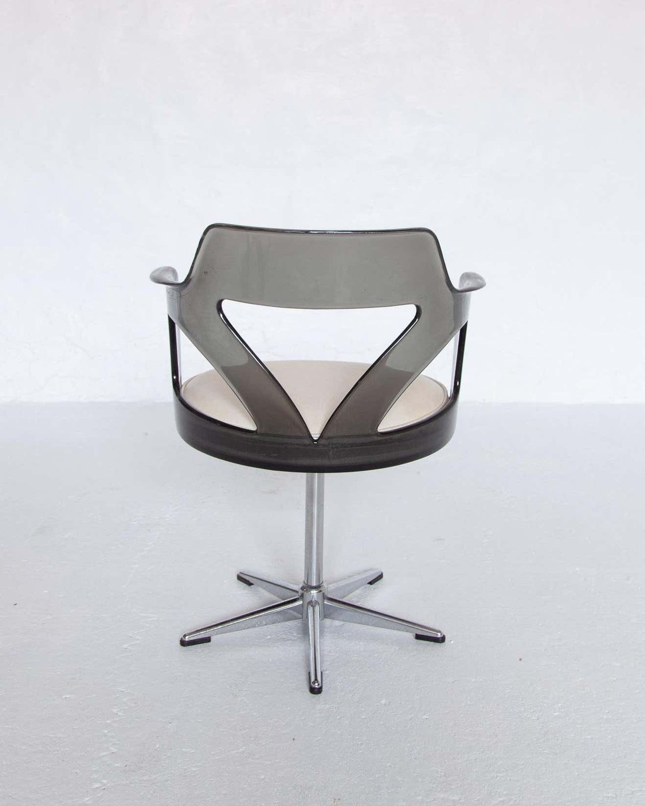 Spage Age Smoked Plexi Glass Swivel Desk Chair, 1960s photo vinterior