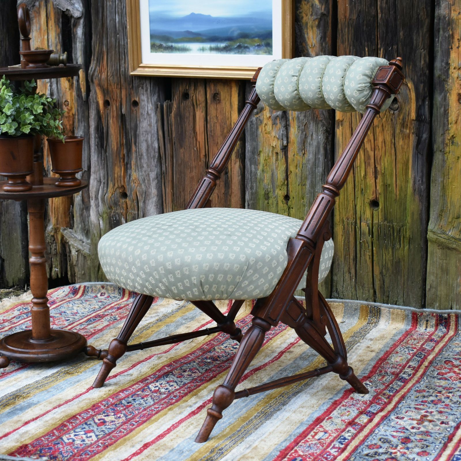 Antique Aesthetic Movement Colum Turned Mahogany Godwin Style Statement Chair