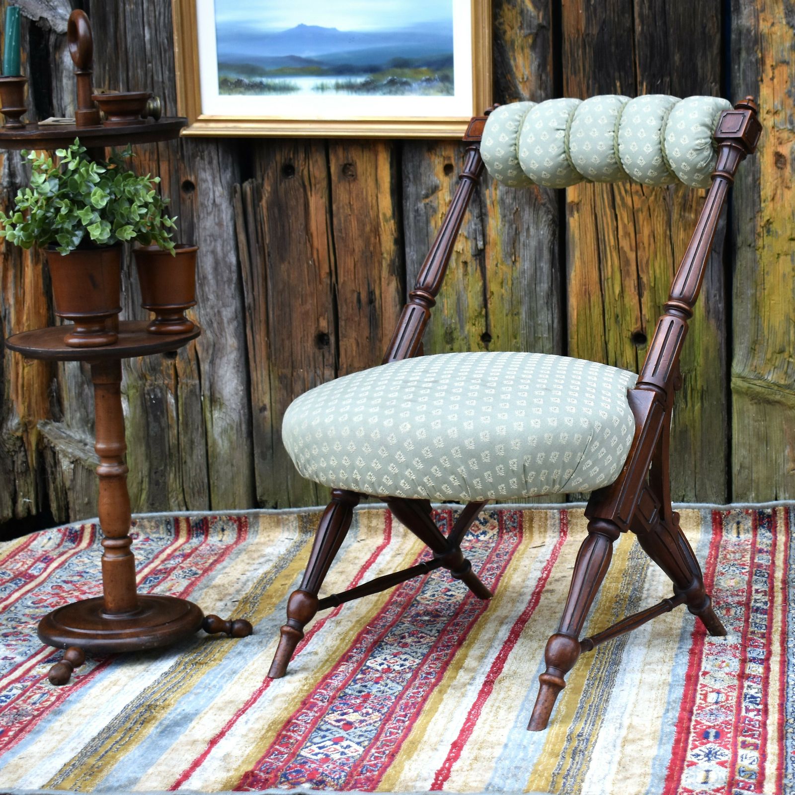 Antique Aesthetic Movement Colum Turned Mahogany Godwin Style Statement Chair photo furniture