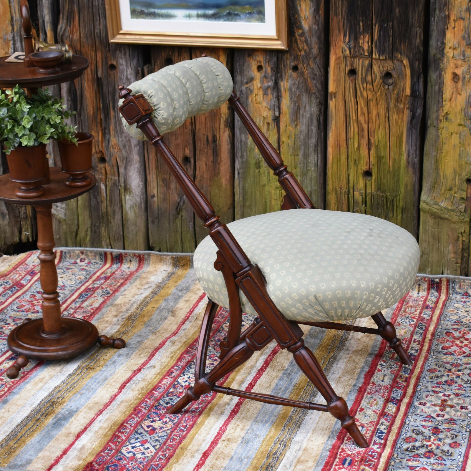 Antique Aesthetic Movement Colum Turned Mahogany Godwin Style Statement Chair photo vintage