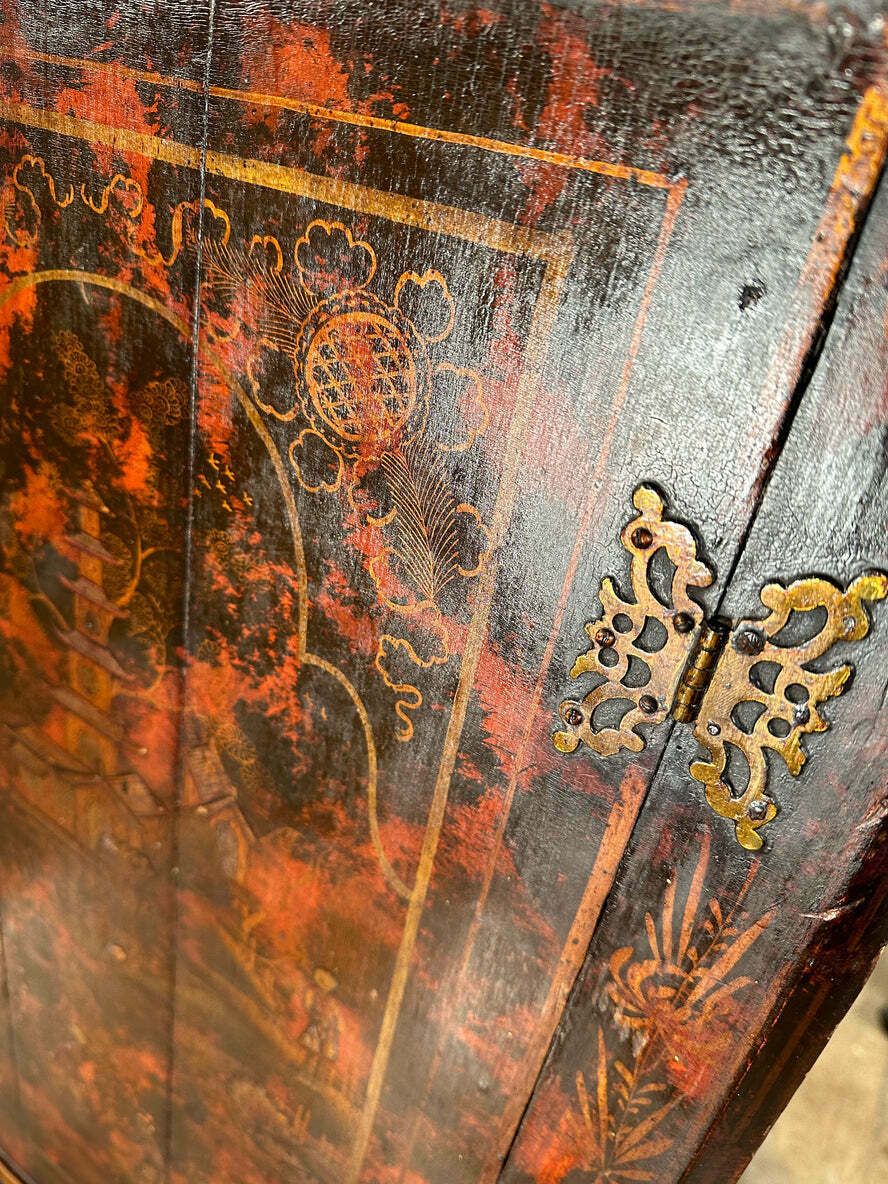 985.0 Early Antique George II Georgian Painted Chinoiserie Cupboard Circa 1760 photo