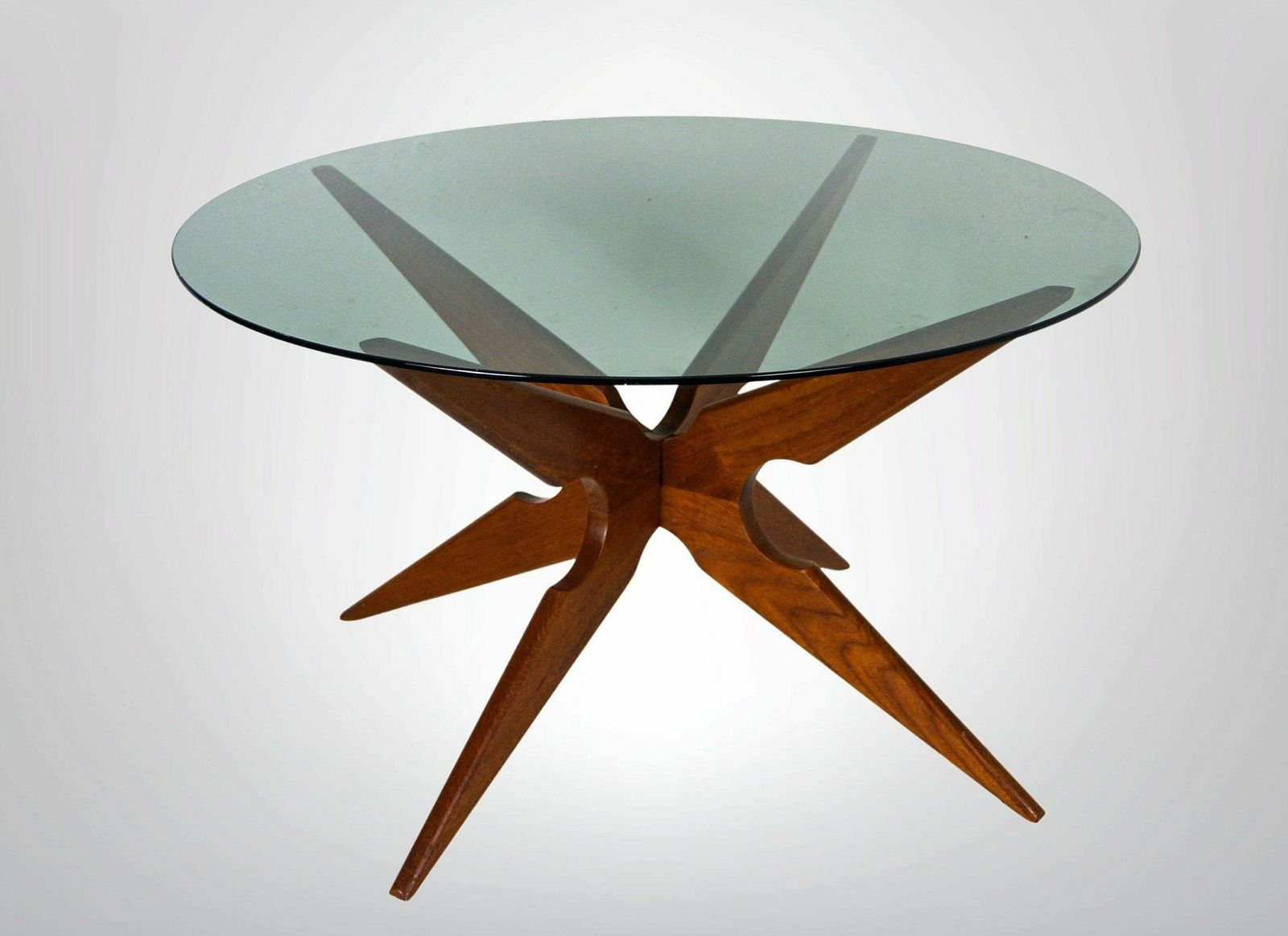 Mid Century Modern Sika Mobler Denmark Teak And Smoked Glass Coffee Table 1960s Labeled