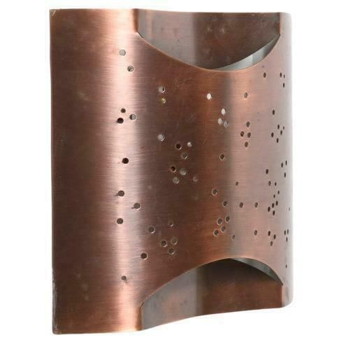 Handcrafted "Starlite" Set Of Stunning Curved Copper Perforated Wall Sconces