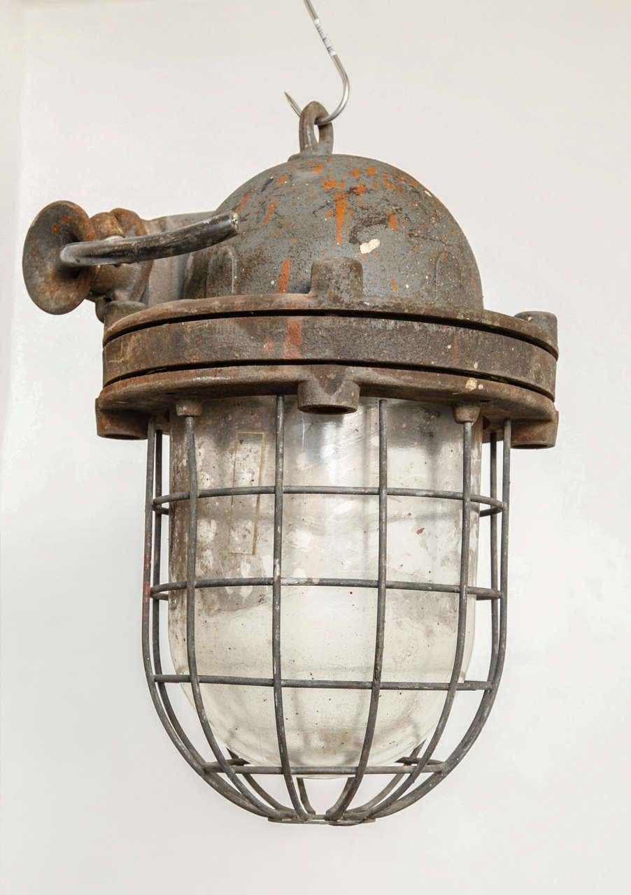 Industrial Factory Lamp Shade And Cast Iron Insert Clear Glass photo furniture