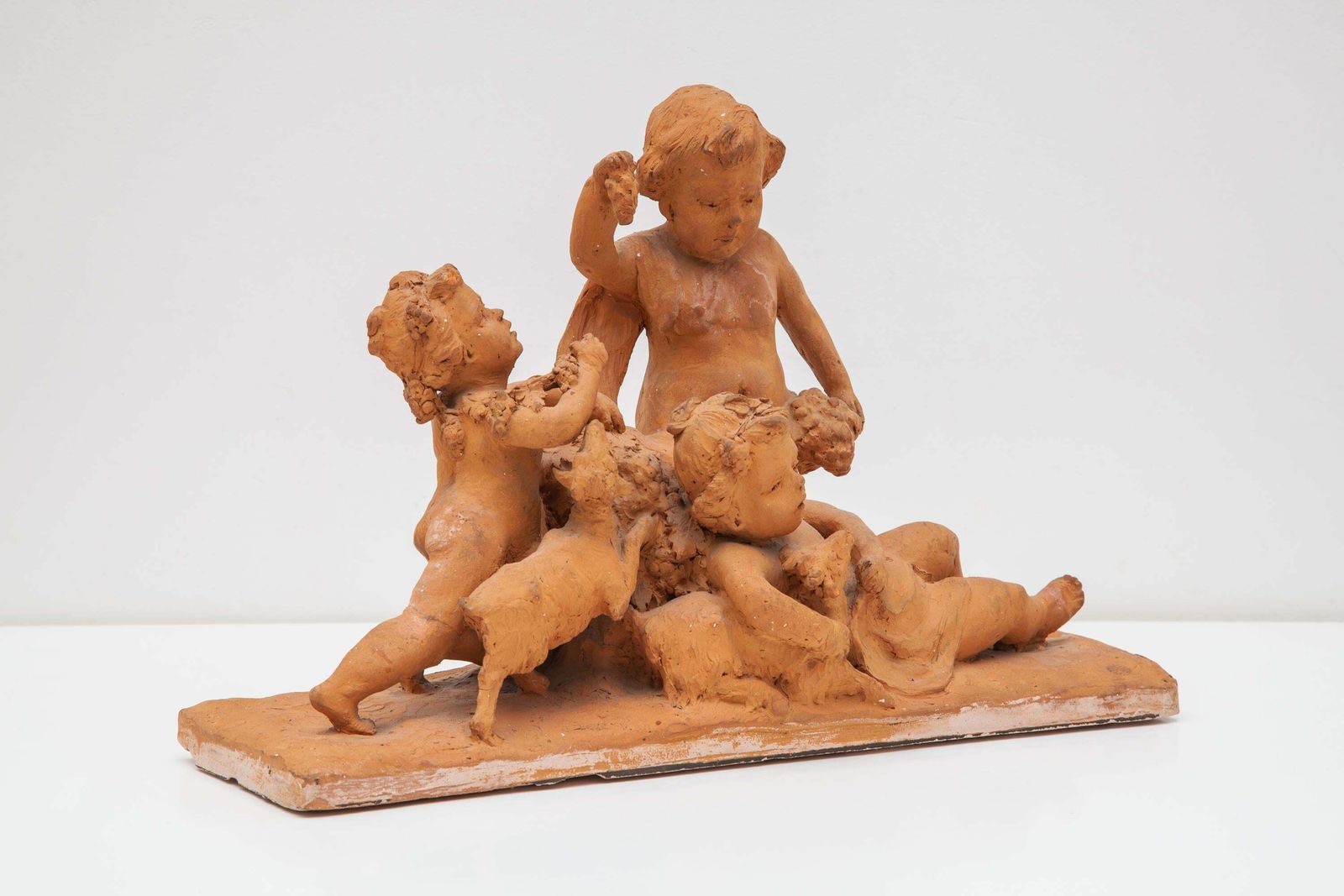 Ceramic Sculpture With A Group Of Playing Putti''S 19th Century Belgium photo for sale