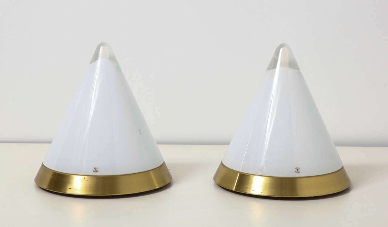 Set Of Peill And Putzler White Opaline Glass Table Lamps, Denmark photo furniture