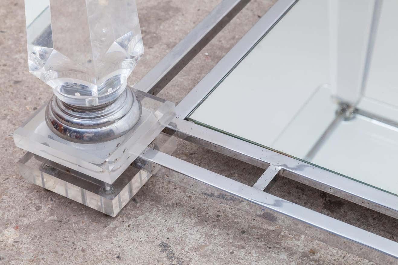 Hollywood Regency Rectangular Lucite Obelisk Coffee Table photo buy