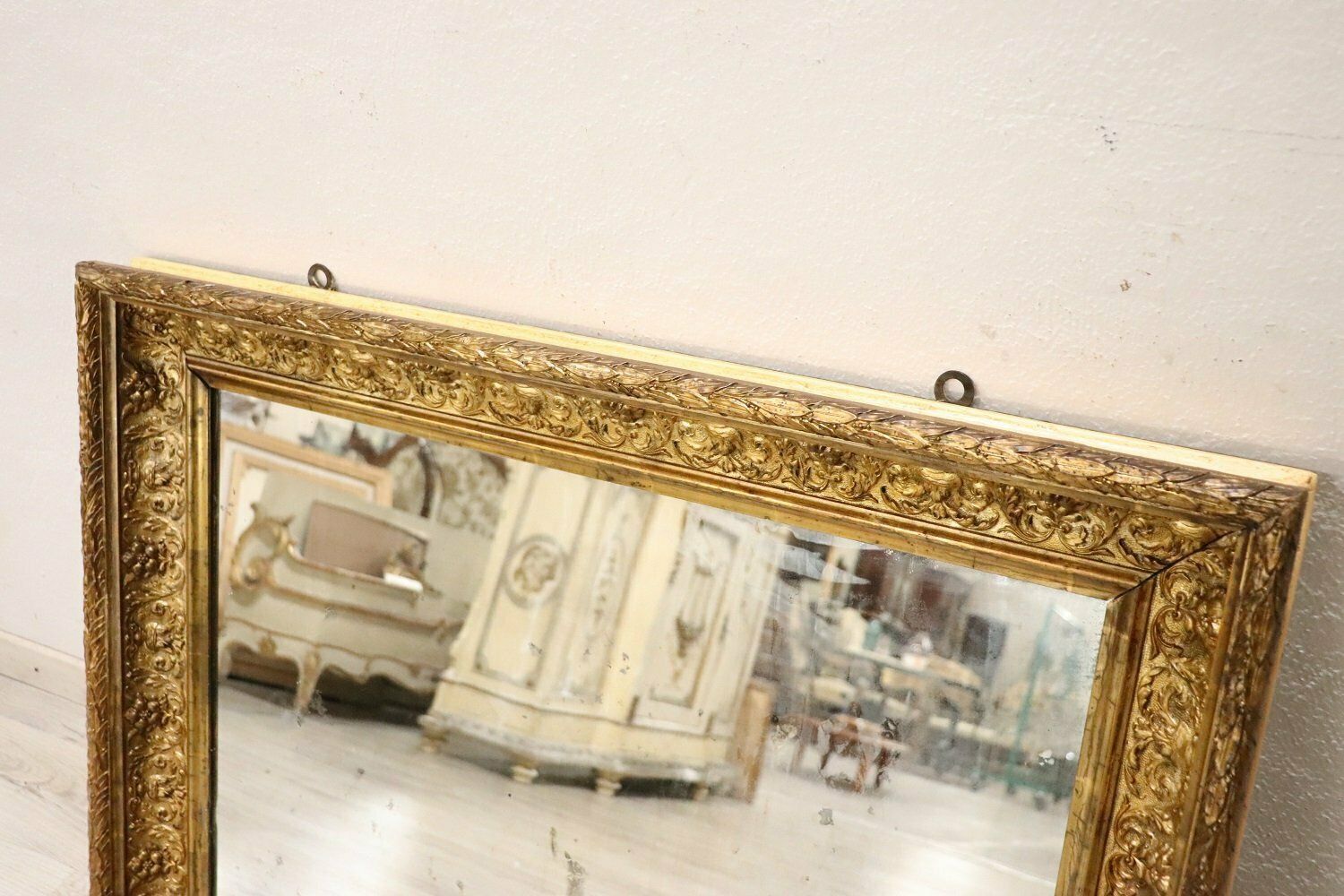Early 20th Century Art Nouveau Gilt Wood Wall Mirror photo Home Decor