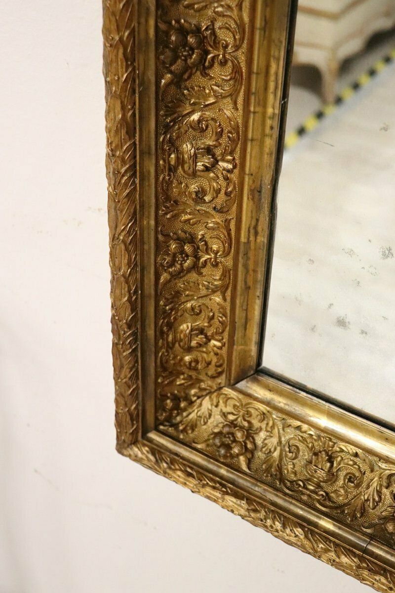 Early 20th Century Art Nouveau Gilt Wood Wall Mirror photo vintage