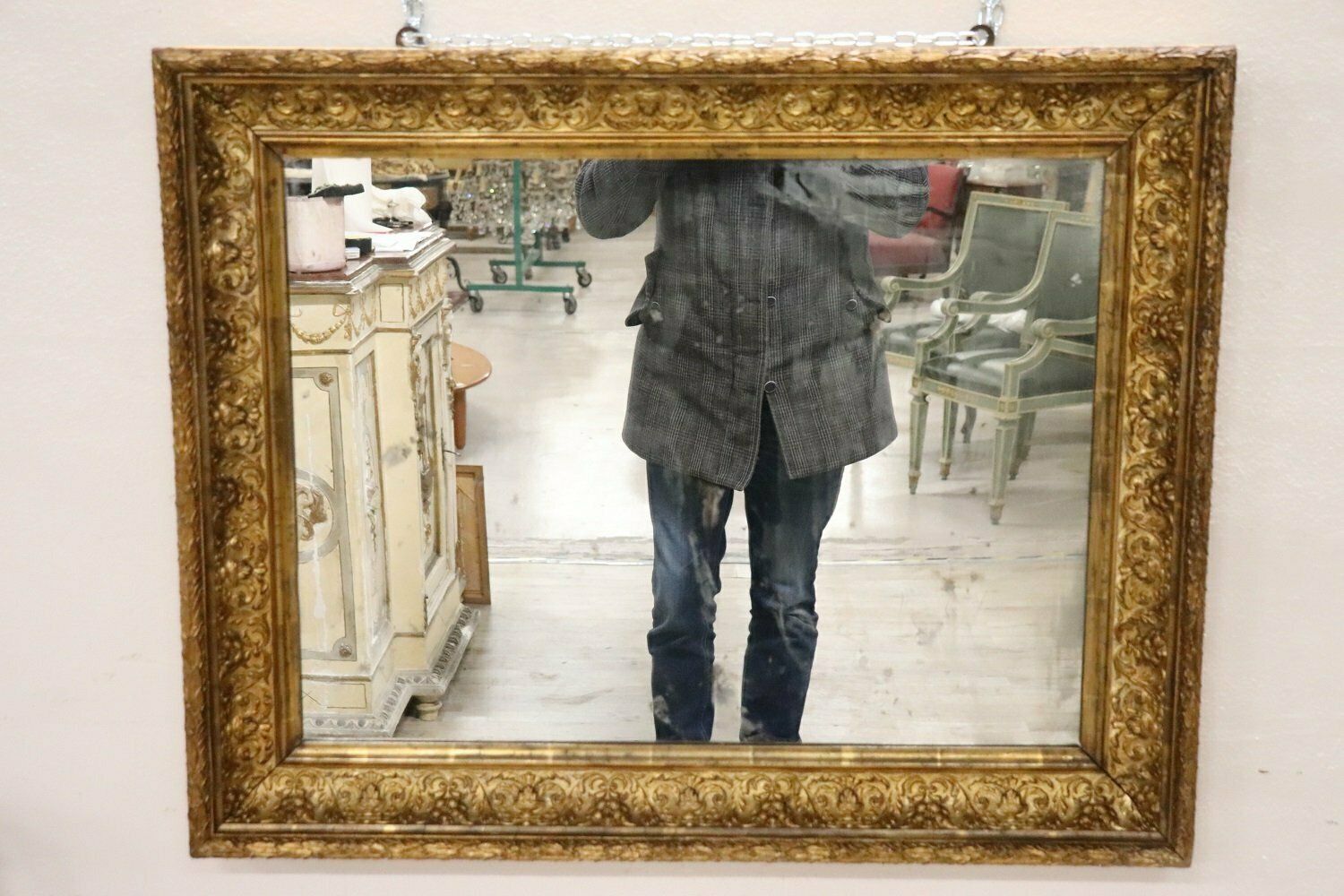 photo furniture Early 20th Century Art Nouveau Gilt Wood Wall Mirror