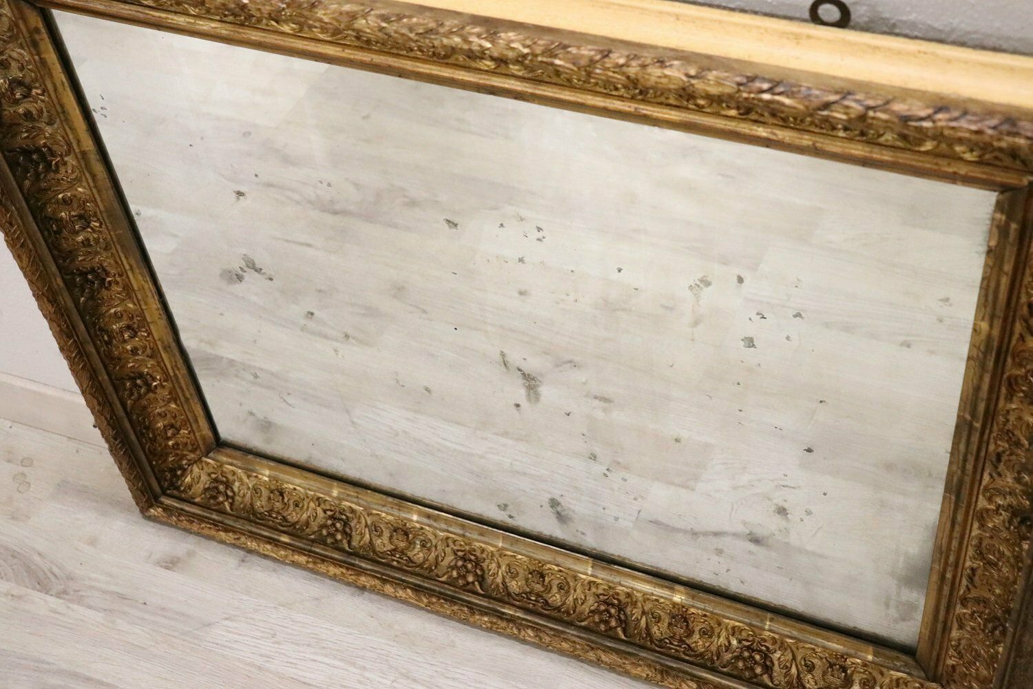 photo for sale Early 20th Century Art Nouveau Gilt Wood Wall Mirror
