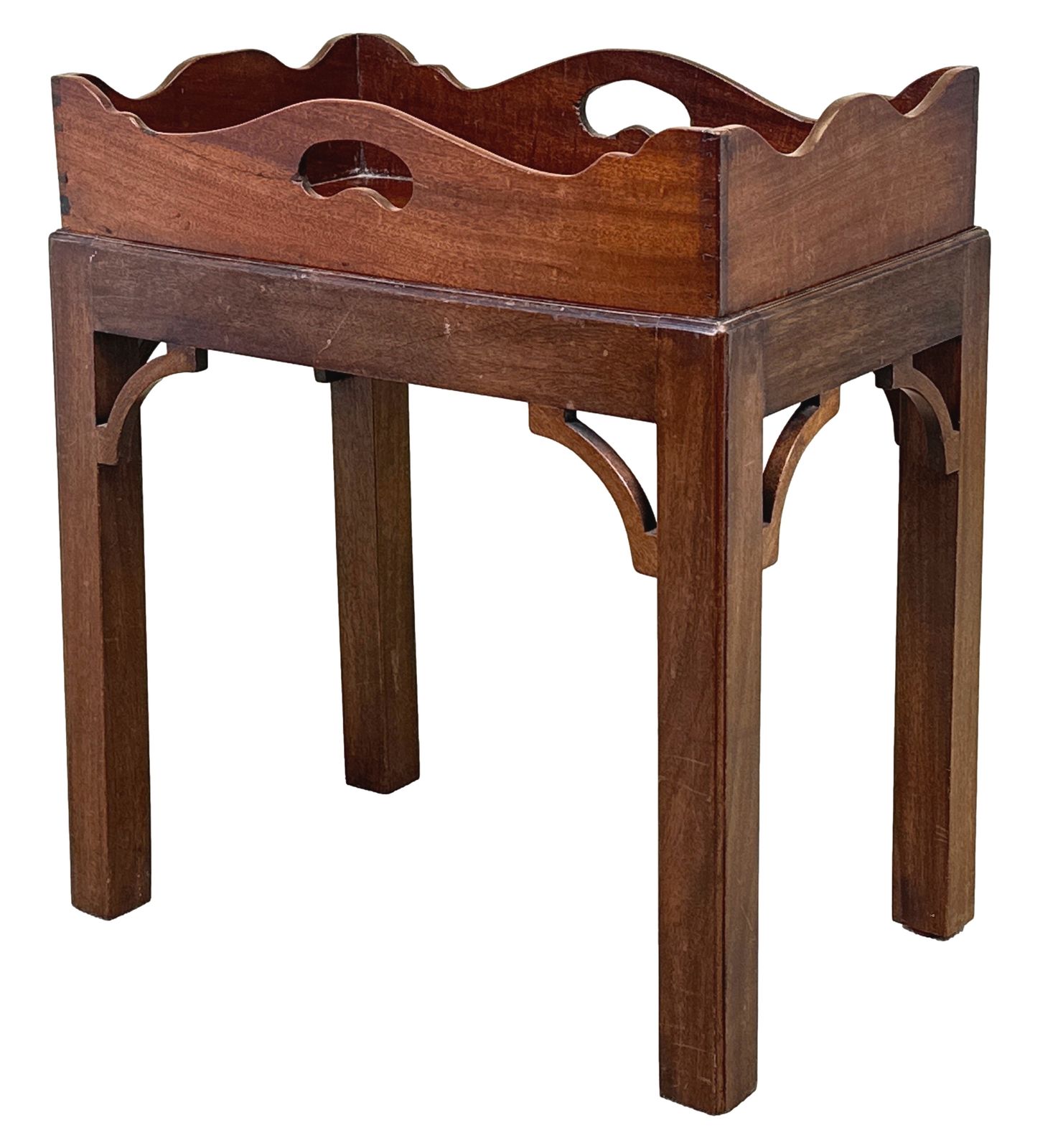 Small Georgian Mahogany Butlers Tray On Stand (England, Circa 1800)