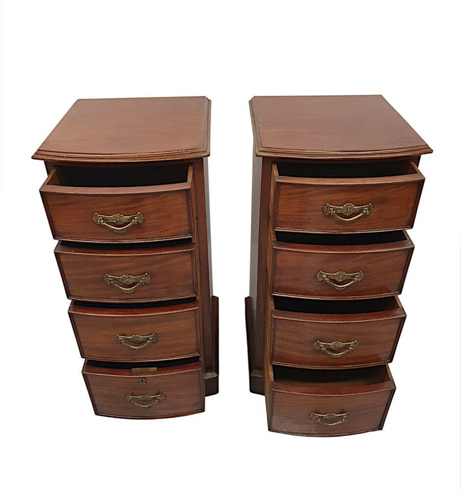 A Very Fine Pair Of Large 19th Century Bow Fronted Bedside Chests photo vinterior