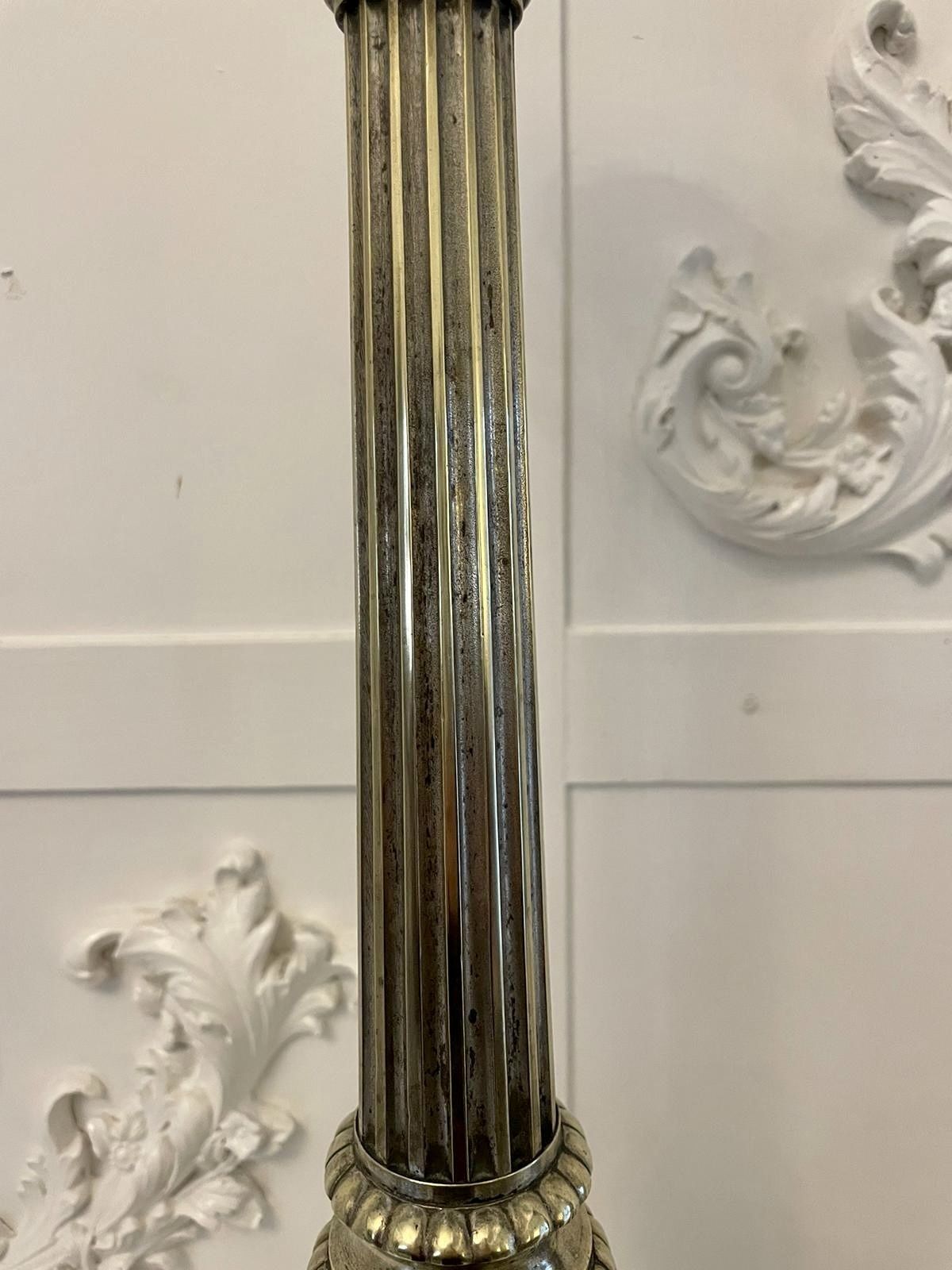 photo vintage Large Pair Of Antique 19th Century Quality Brass Candlesticks