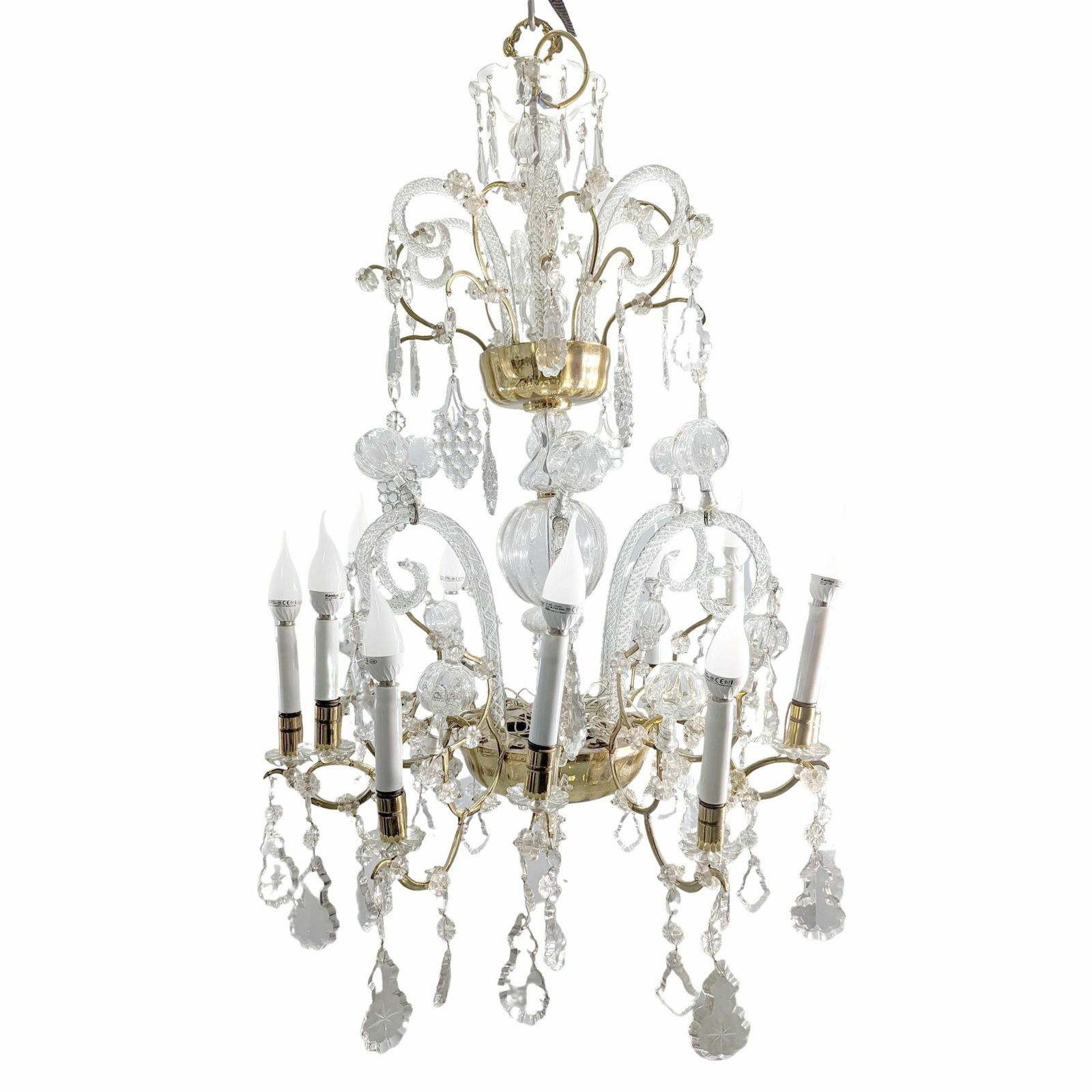Bronze Chandelier And Glass Pendants Circa 1960 photo furniture