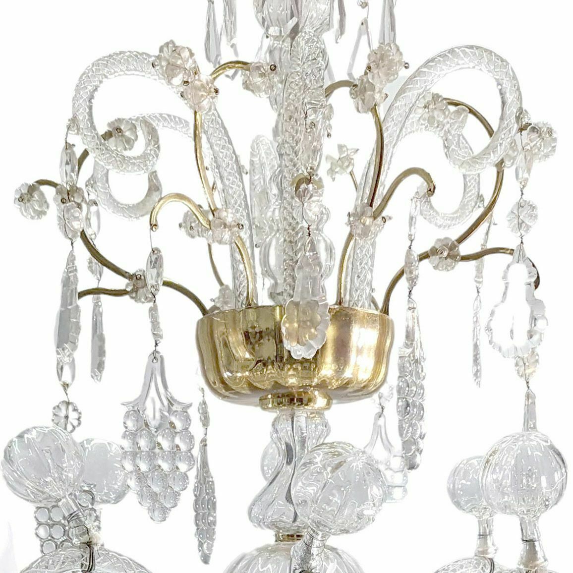Bronze Chandelier And Glass Pendants Circa 1960 photo Lighting