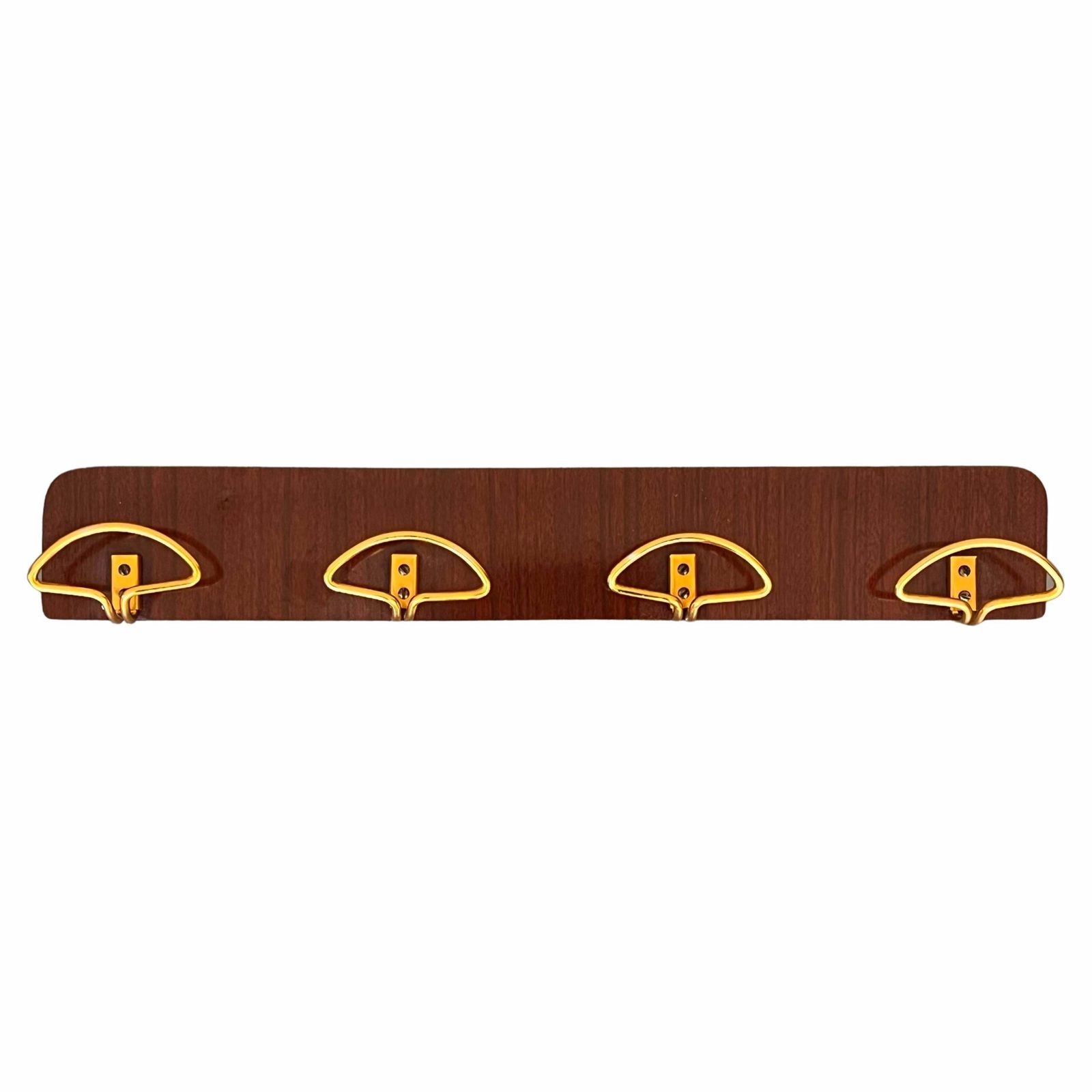 Porte-manteau mural italien Mid-Century Modern en bois et laiton, années 1960