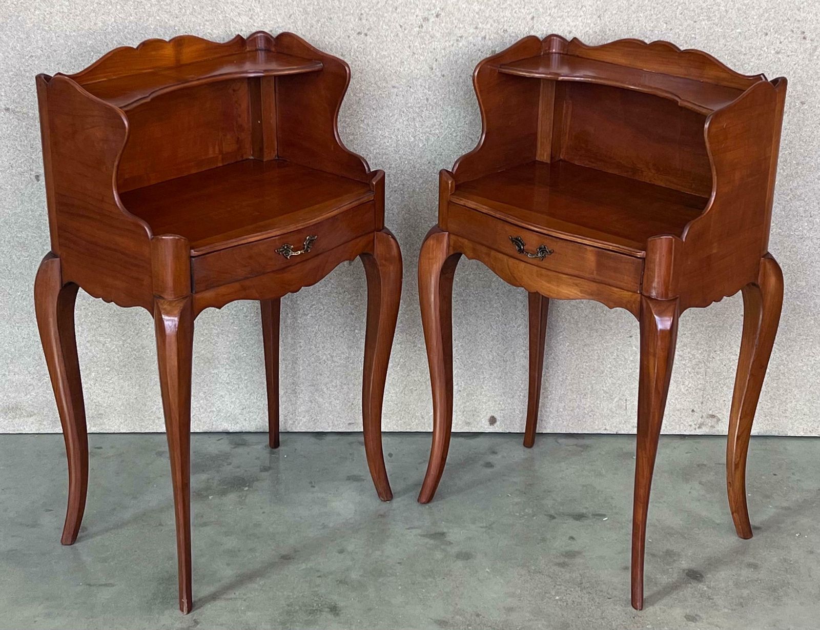 20th Pair Of French Nightstands Tables With Drawer And Open Shelf photo 3115.0
