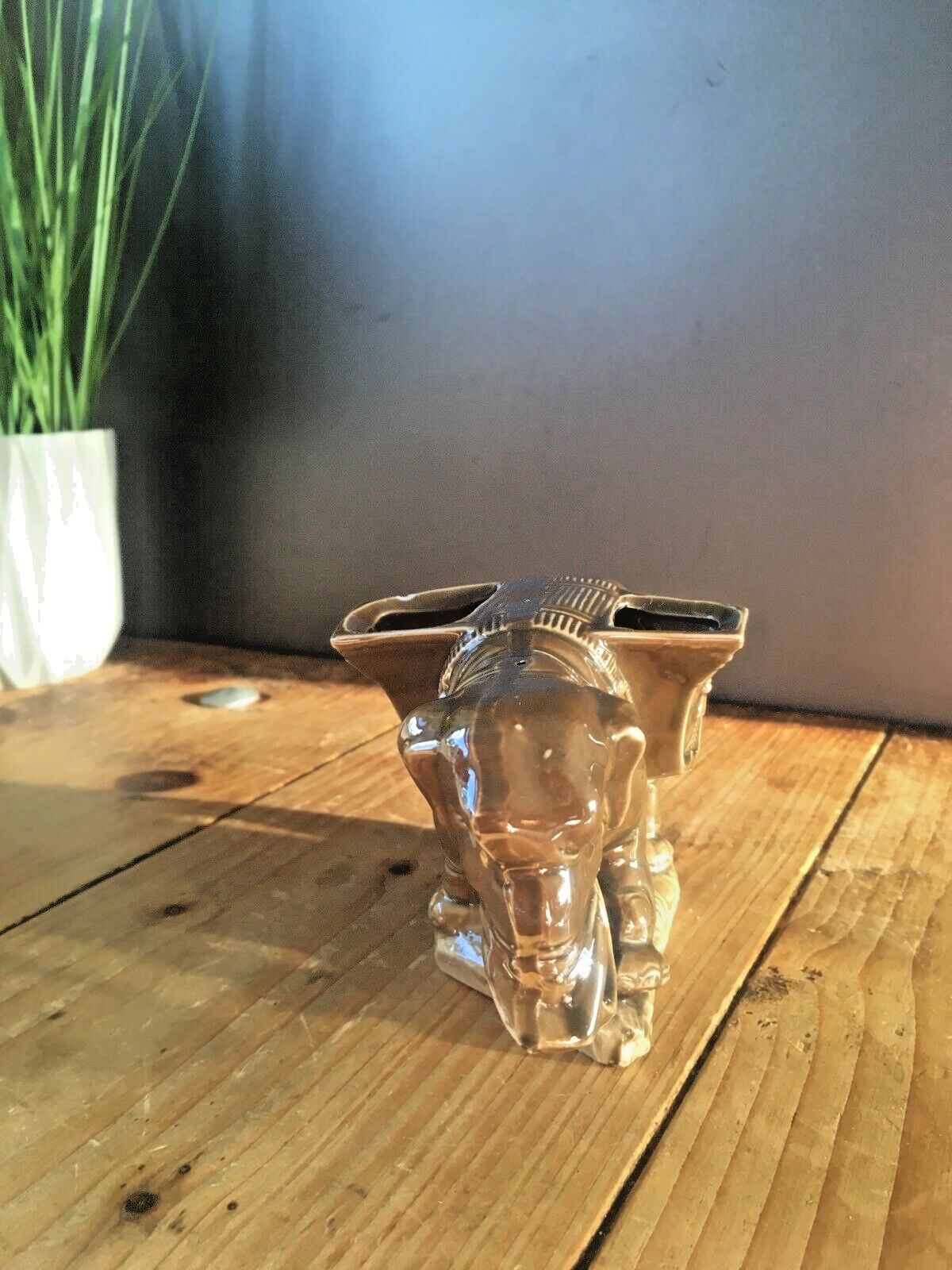 Rare Unusual Antique Austrian Porcelain Elephant Figurine Spill Vase Posy Holder photo for sale