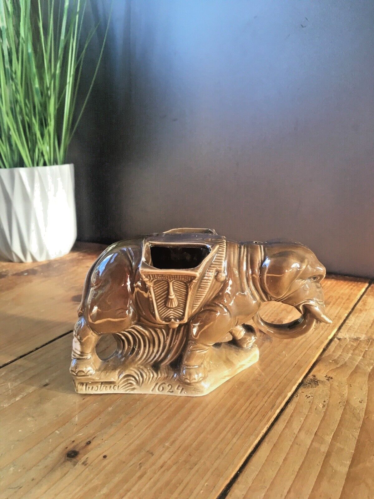 Rare Unusual Antique Austrian Porcelain Elephant Figurine Spill Vase Posy Holder photo 50.0