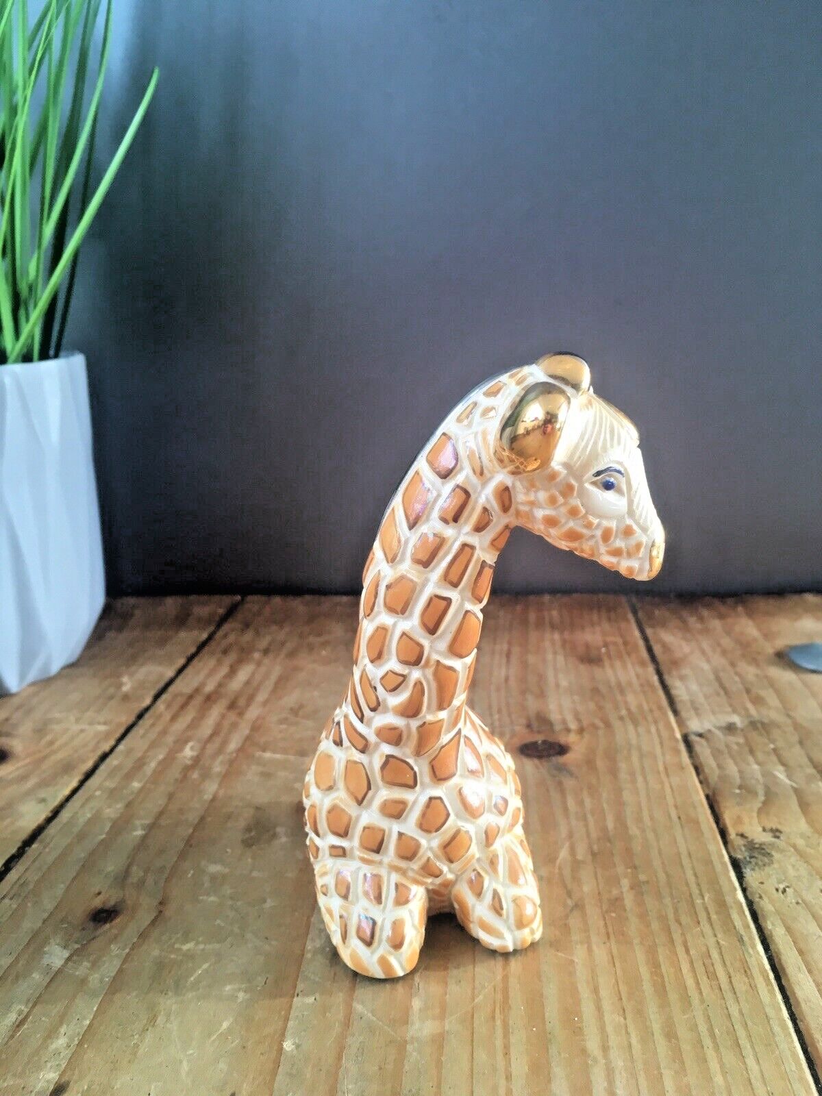 Adorable Rare Artesania Rinconada Uruguay Giraffe 747 Silver Anniversary Ornament Figurine Sculpture photo for sale